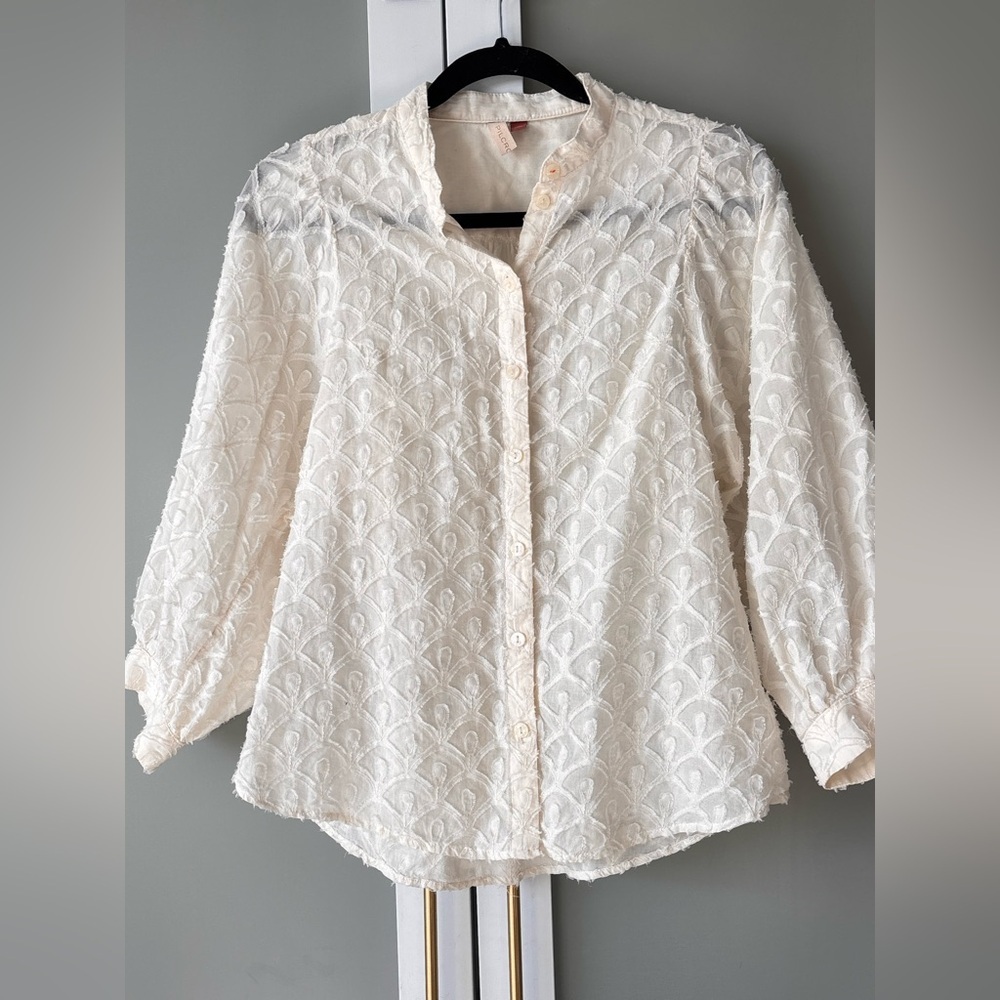 Anthropologie Pilcro Cream Textured Blouse